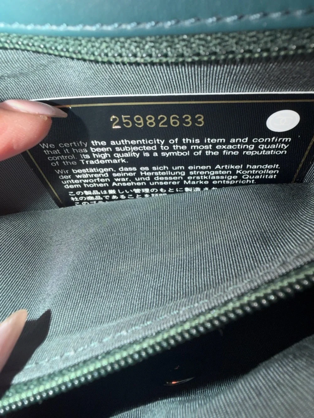 Chanel Green Leather Chain Crossbody Bag